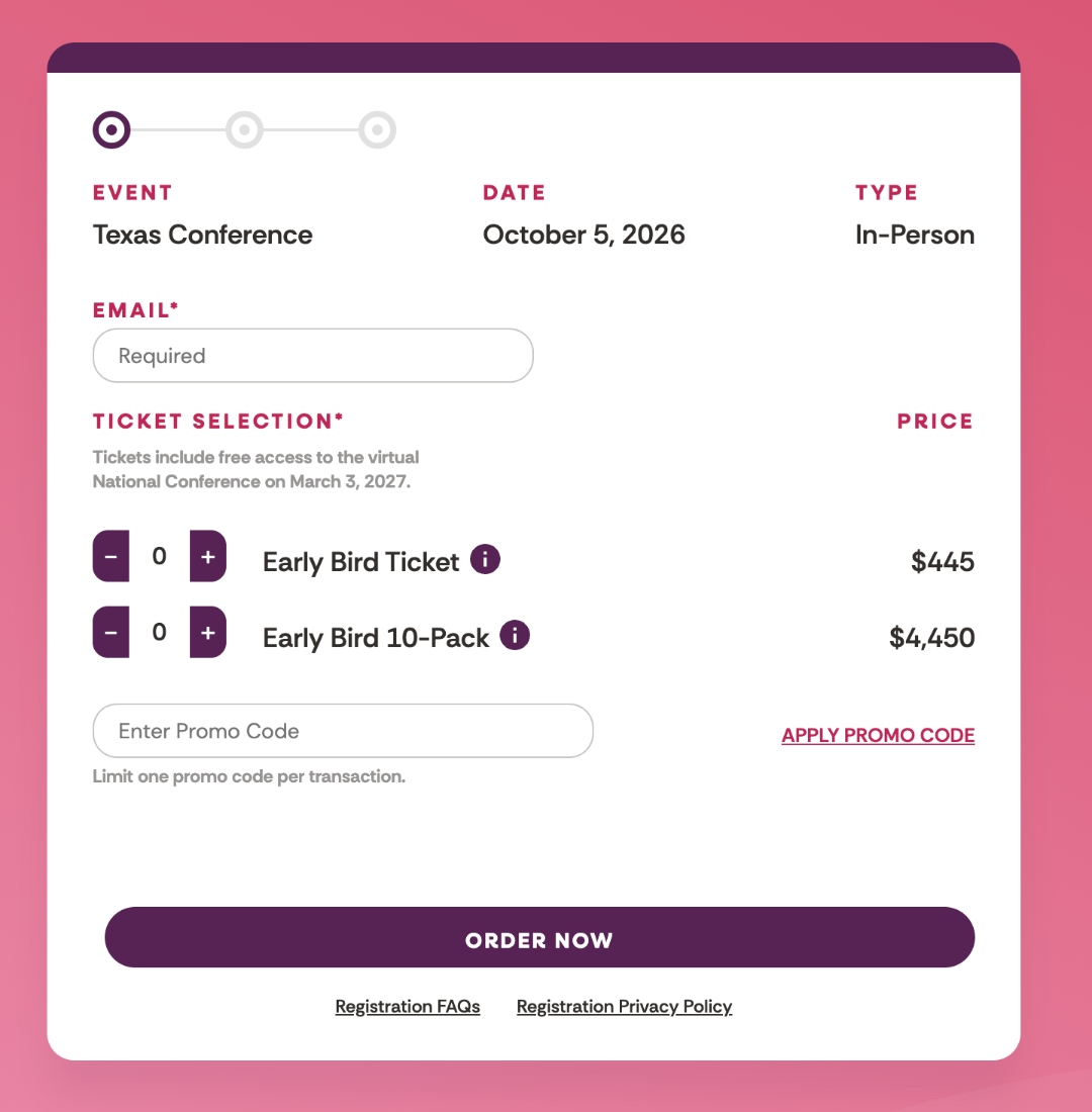 Current Step 1: email and ticket selection
